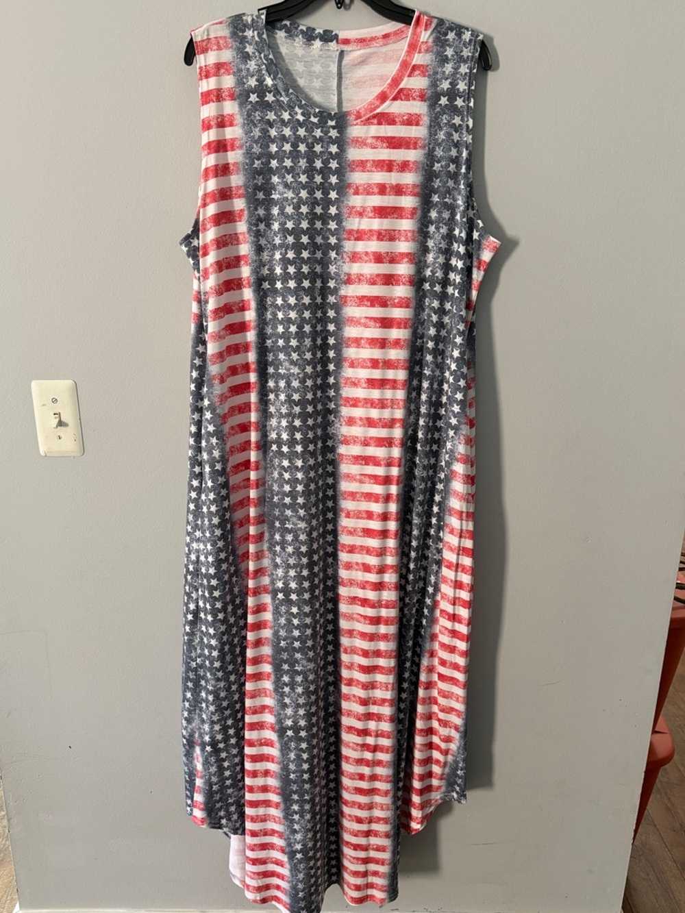 Sleeveless American Flag Maxi Dress - Red & Blue